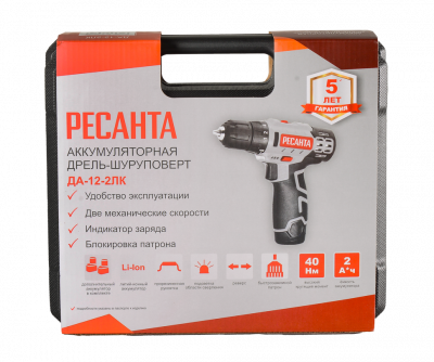 Купить Дрель-шуруповерт аккумуляторная Ресанта ДА-12-2ЛК в Нижнем Новгороде 
